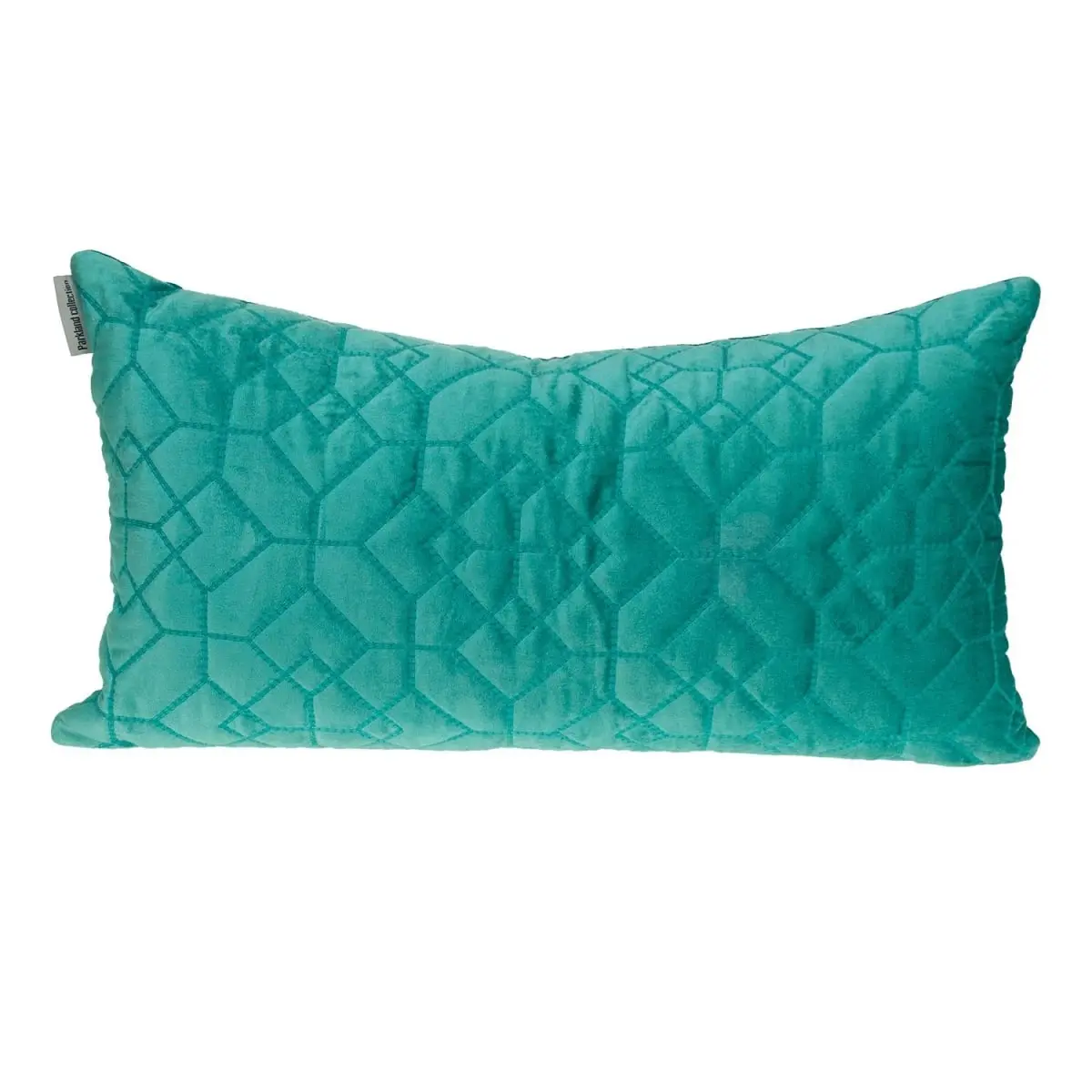 Sora Transitional Rectangle Velvet Throw Pillow - Aqua, 12x24x4 in, 360 Stand Parkland PILL21312P, 50% Viscose Cotton Blend Woven, Classic Geometric Stitch, Woven Texture, Soft Feel, Concealed Zipper, Indoor Room Decor, Dry Clean Only