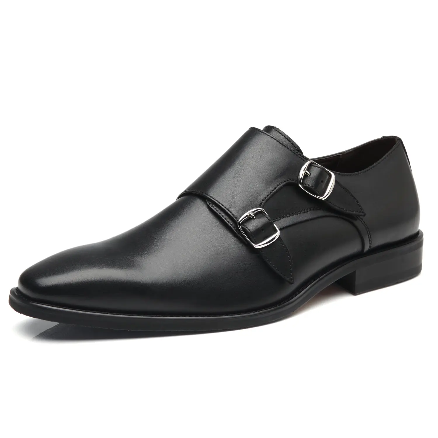 Men's Wingtip Monk Strap — Black