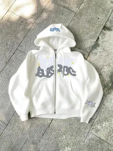 Tiktok Trending Y2K Zipper Hoodie, Street Style Sweatshirt with Graffiti Letters and Star Prints, Casual Sportswear for Daily Wear