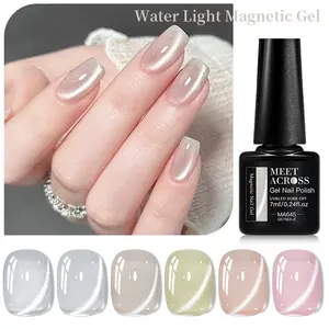 Meet Across 6 Colors Glassy Cat Eye Gel Polish Set, Clear Nail Polish, Reflective Translucent Magnetic Nail Polish, Soak off UV Light Gel, Lava Lamp Nails