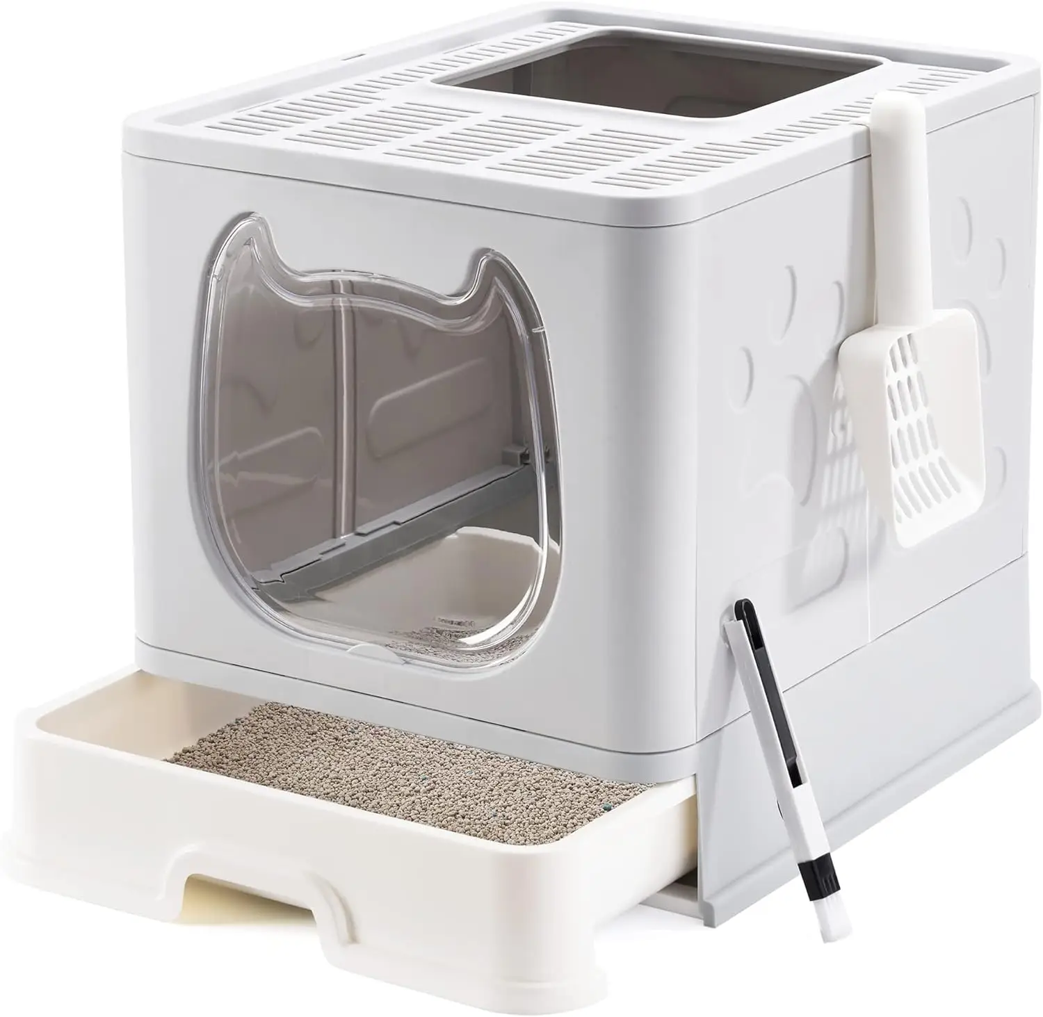 Covered Cat Litter Box with Lid for Small and Medium Cats, Foldable Kitten Litte...