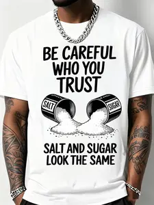 Salt And Sugar Funny Graphic Tee Sarcastic Humor Crew Neck T-Shirt For Men Casual Daily