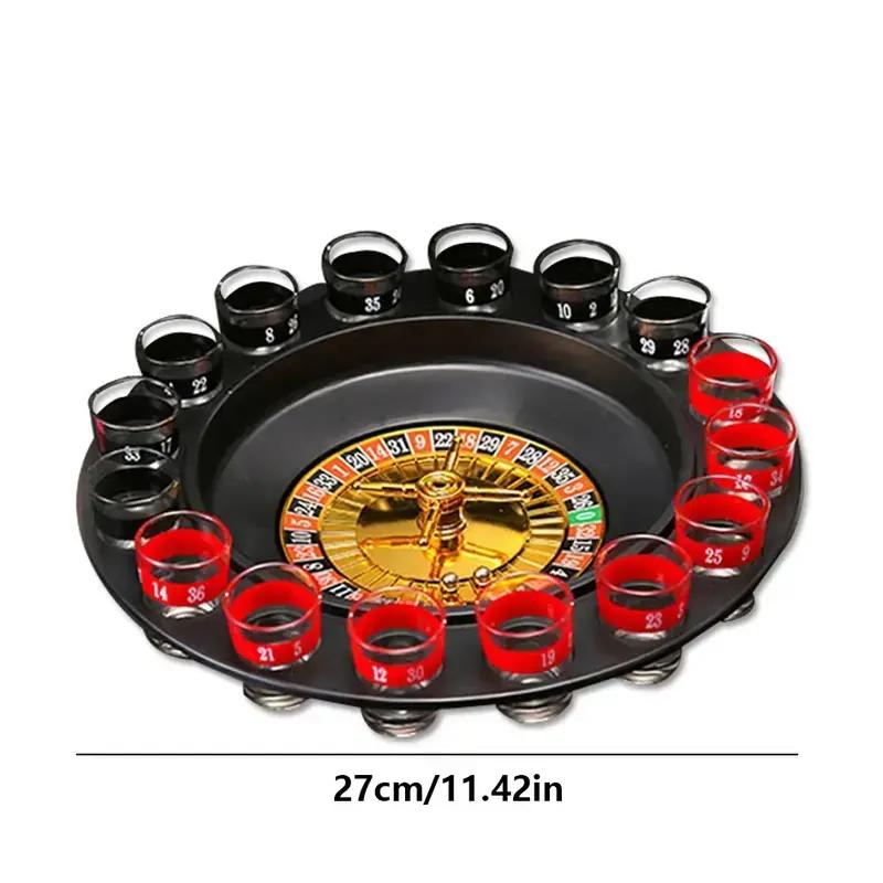 Adult Drinking Party Game Set with 17 Shot Glasses & 2 Balls, Roulette-Style Spinner Game for Friends and Groups, Fun Party Game for Game Night, Gatherings, Birthdays & Adult Parties