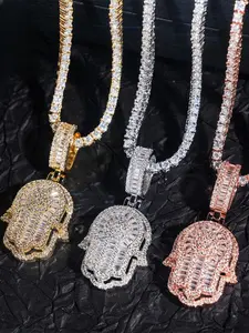 LYEECYEE Fashion Hip-Hop Jewelry Pendant, Palm Heart Pendant Retro Hip-Hop Trendy Streetwear Men's Necklace, the Perfect Gift for Festivals and Parties