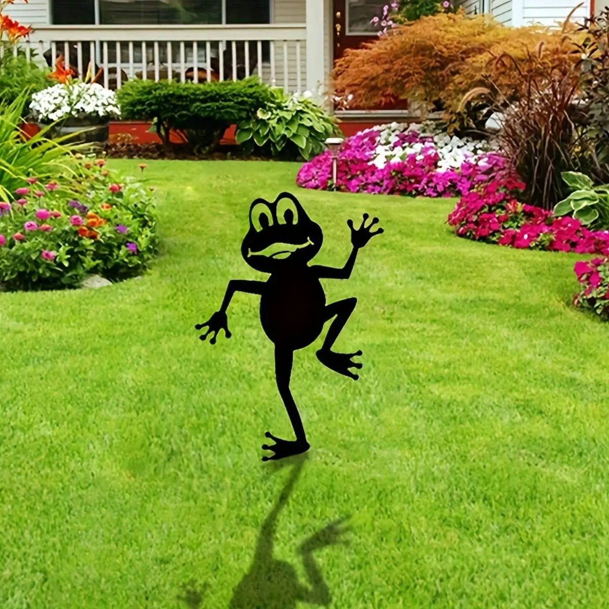 Frog Design Garden Decor, Metal Garden Silhouette Decor, Outdoor Decorative Sculpture, Garden Statues & Sculptures for Home Garden Decoration, Exterior Decorative Statues, Garden Animal Statues