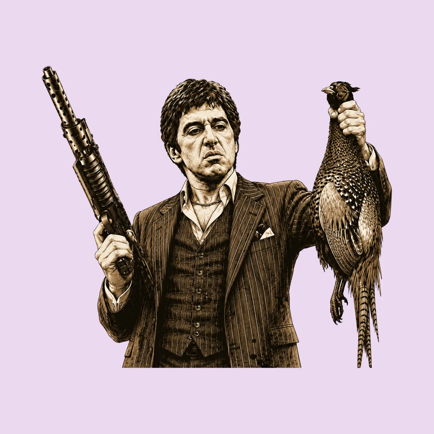Scarface Pheasant Hunting Sticker, Tony Montana Hunter with Shotgun and Pheasant Decal, Funny Hunting Vinyl Sticker for Laptop, Tumbler, Car