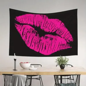 Tapestry Hot Pink Kiss Lips Wall Aesthetic Tapestry Wall Hanging Posters Tapestries Art Wall Backdrop Decor For Home Bedroom Living Room Office Decor Decoration Items