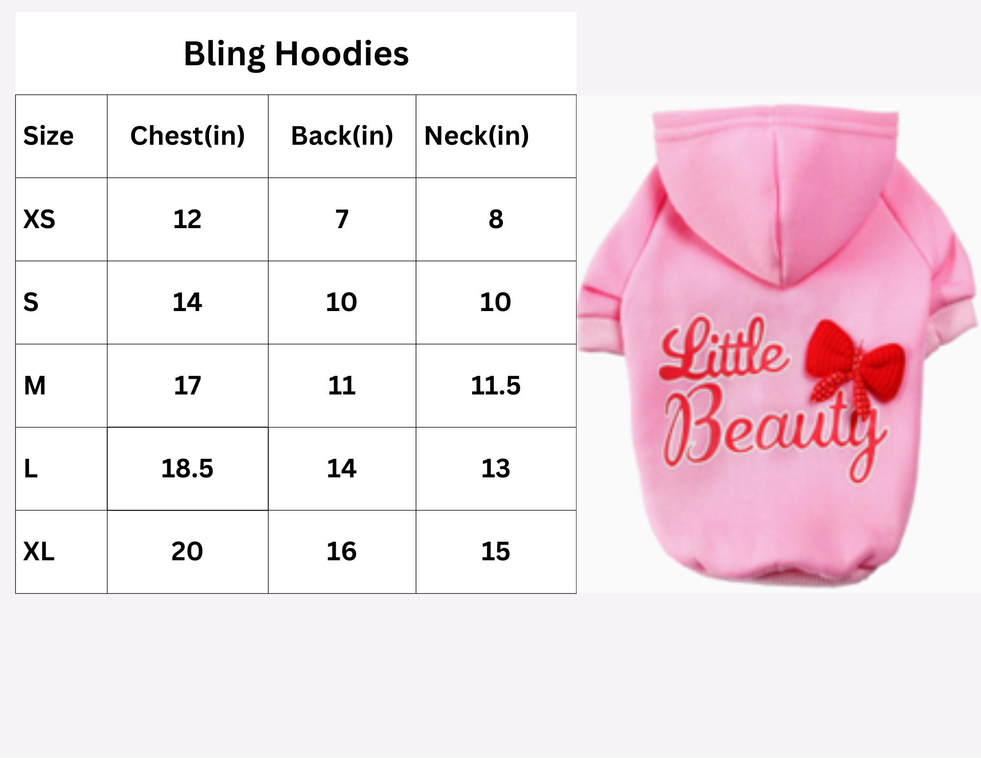 X Small Pink Bling Dog Hoodies