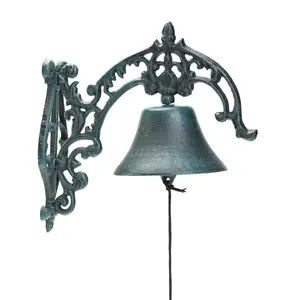 Sungmor Large & Loud Farmhouse Dinner Bell Outside Wall Mounted Electroless Doorbell, Front Door Shop Entrance Porch Antique Decorative Hanging Bell, Indoor Outdoor Pretty Wall Ornamental Hand Bell