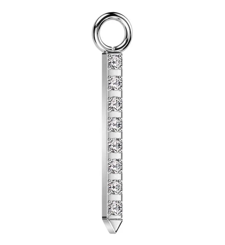 Pave Clear CZ Post Titanium Charm