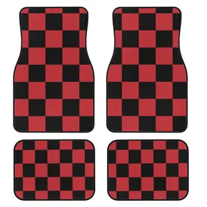 4-Piece Checkered Car Mat Set, Universal Fit for All Vehicles, Stylish Interior Decor, Easy Clean, Best Comfort and Protection