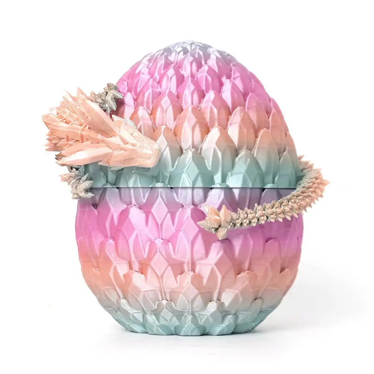 Christmas 3D Printed Crystal Dragon Egg with Articulated Dragon, Random Color Dragon Egg Toy, Dragon Fidget Toy, Perfect for Collectors, Party Decor &