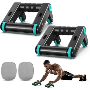 Ab Roller Wheel, 2-In-1 Exercise Roller Wheels, Push-Up Bar, Abdominal Exercise Machine, Ab Workout Equipment for Core Strength Training, Abs Exercise Roller with Knee Pad for Women Men Home Gym