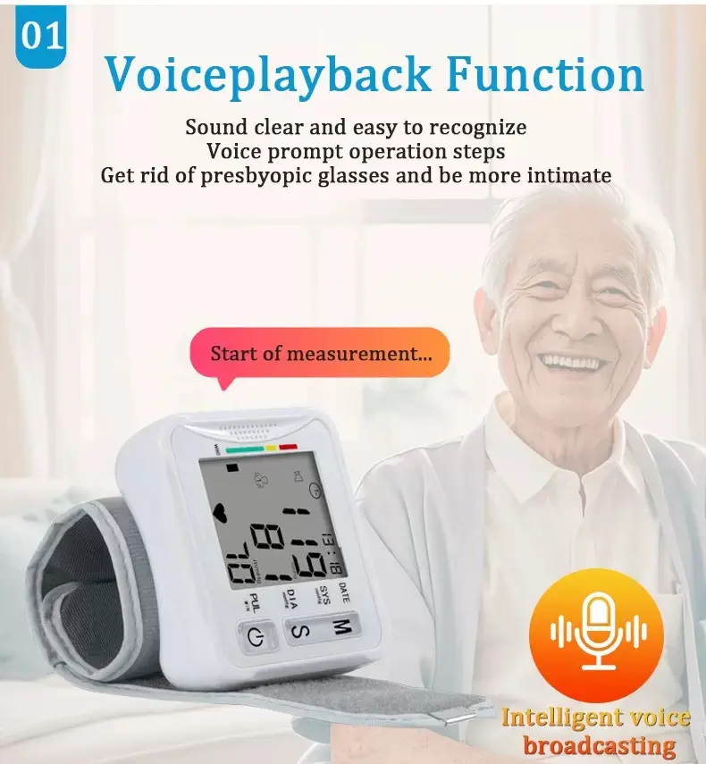 Product Introduction of Wrist Blood Pressure Monitor, Digital BP Machine with LCD Display, Adjustable Cuff, Pulse Rate & Irregular Heartbeat Detection, Large Screen, One-Touch Operation, Battery-Powered, Portable Cuff for Home Health, Hypertension & Heart Care. Healthcare Kit 3