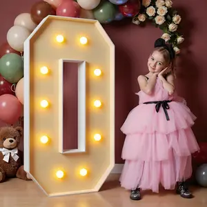 4FT Marquee Numbers, Light Up Number 0 for 10th to 90th Birthday Decorations, Large Light Up 0 for Anniversary Party, Pre-Cut Foam Board Kit