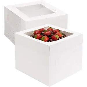 30 Pack Cake Boxes 10 Inch, 10x10x8 Inches White Cake Carrier Bakery Containers, Disposable Bakery Boxes for Valentine's Day Mother's Day for Cake Cupcake Cookie Pie Pastry