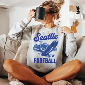 [Sale Up To 50%] - Seattle Sweatshirt - Unisex Crewneck Football Fan Gear - Seahawks Pullover - Football Fan Apparel - Retro Seahawks Sweatshirt