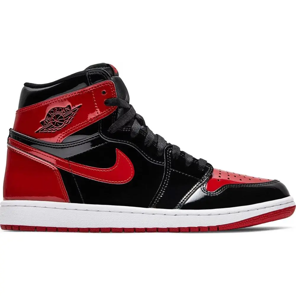 Jordan Retro 1 High "Patent Bred" Sneakers, Featuring Patent Leather Footwear