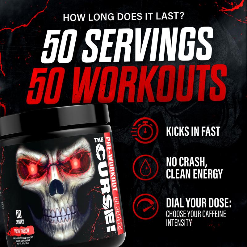 JNX SPORTS The Curse! Pre Workout Powder | 50 Servings | 155mg Caffeine, Beta-Alanine, L-Citrulline & Creatine | Pre-Workout for Men & Women