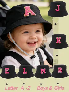 1 Piece Letter A-Z Adjustable Breathable Toddler Hat, Beach Sun Protection Cap, Suitable for Toddlers, Children, Girls, Outdoor Activities,Infant Daily Wear, Infant Bucket Hat, （0-2Y）