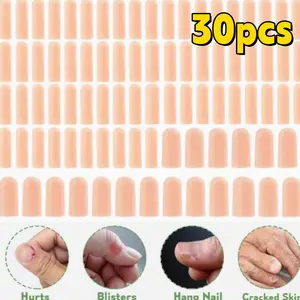 30pcs Gel Finger Sleeve, Two Sizes of Thumb Protector, Reusable, Durable and Comfortable, Finger Tip Protector for Embroidery, Cutting, Hand Cracking, Corns, Blisters and Calluses