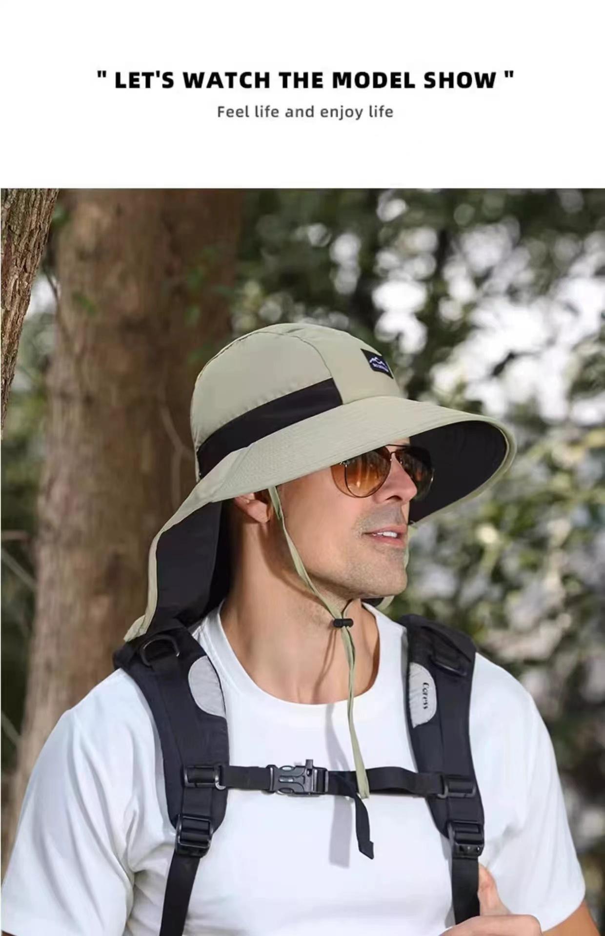 UPF 50+ Sun Hat with Neck Flap, Wide Brim Breathable Quick Dry Fishing Safari Hat, Adjustable UV Protection Summer Hat for Men, Women, Beach, Hiking and Outdoor Use