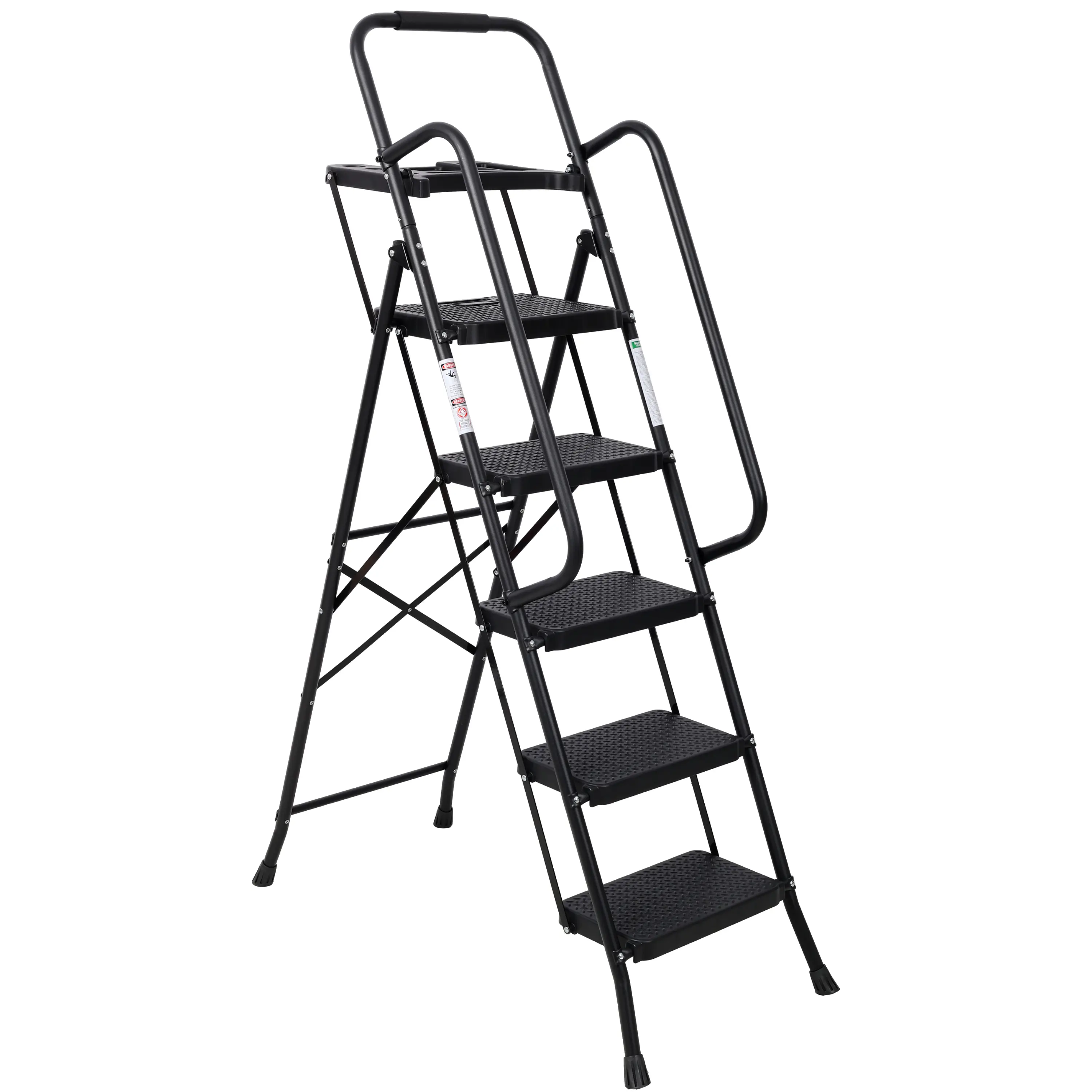 Donext 5-Step Folding Ladder - Sturdy Steel Frame, Wide Anti-Slip Pedals, Convenient Handrails, Lightweight Portable Step Folding Design for Home, Office Use, Step Folding Steps