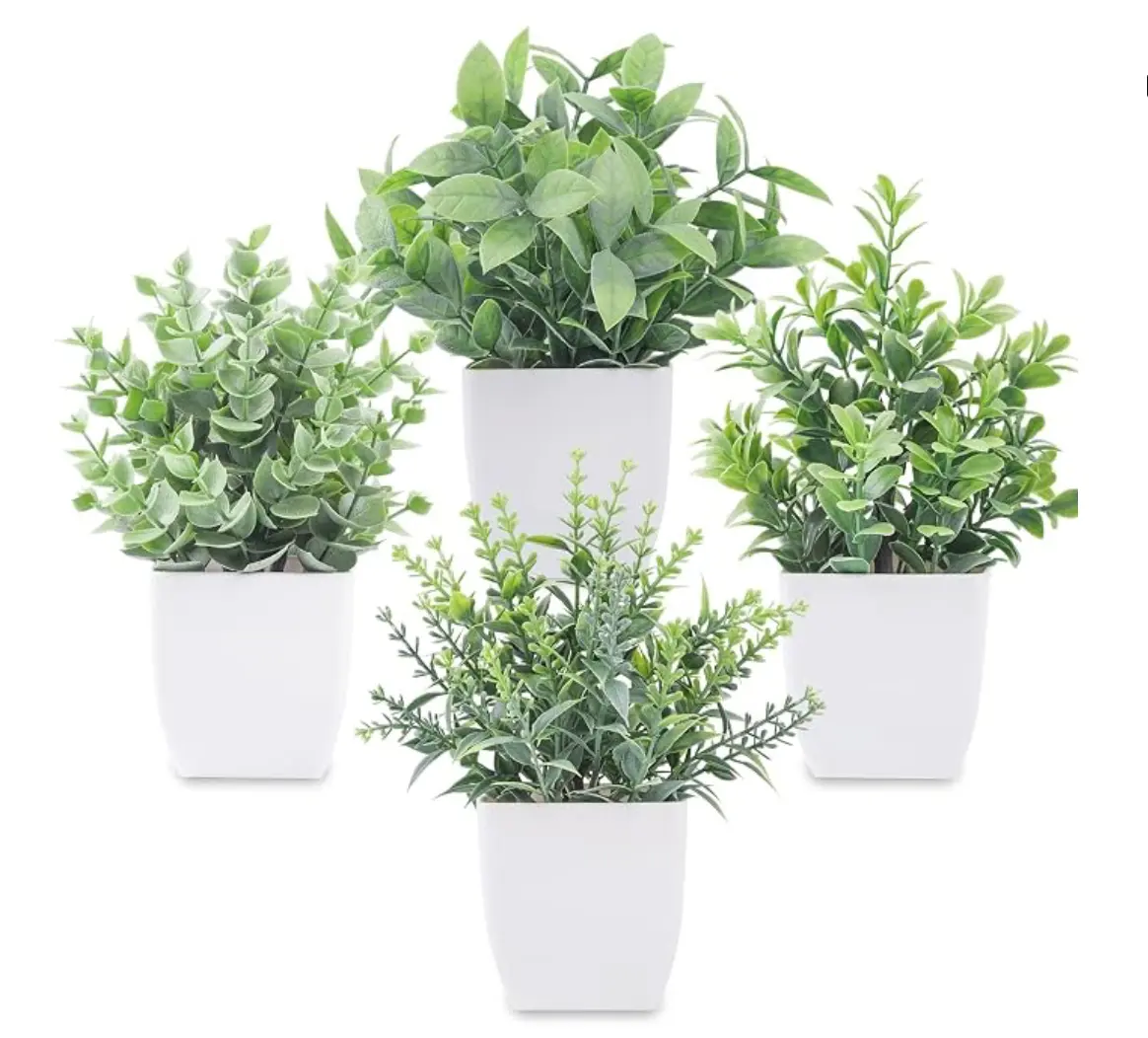 Der Rose 4 Pack Fake Plants Black Faux Plants Indoor for Farmhouse Decor | Mini artificial plants, perfect for home shelf office desk bedroom and bathroom decor, with no watering for simple styling