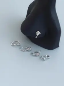 Boho Style Butterfly & Heart Design Nose Ring & Earrings, Artificial Zircon Decor Nose Ring & Earrings, Fashion Accessories for Women & Girls, Segment Nose Ring