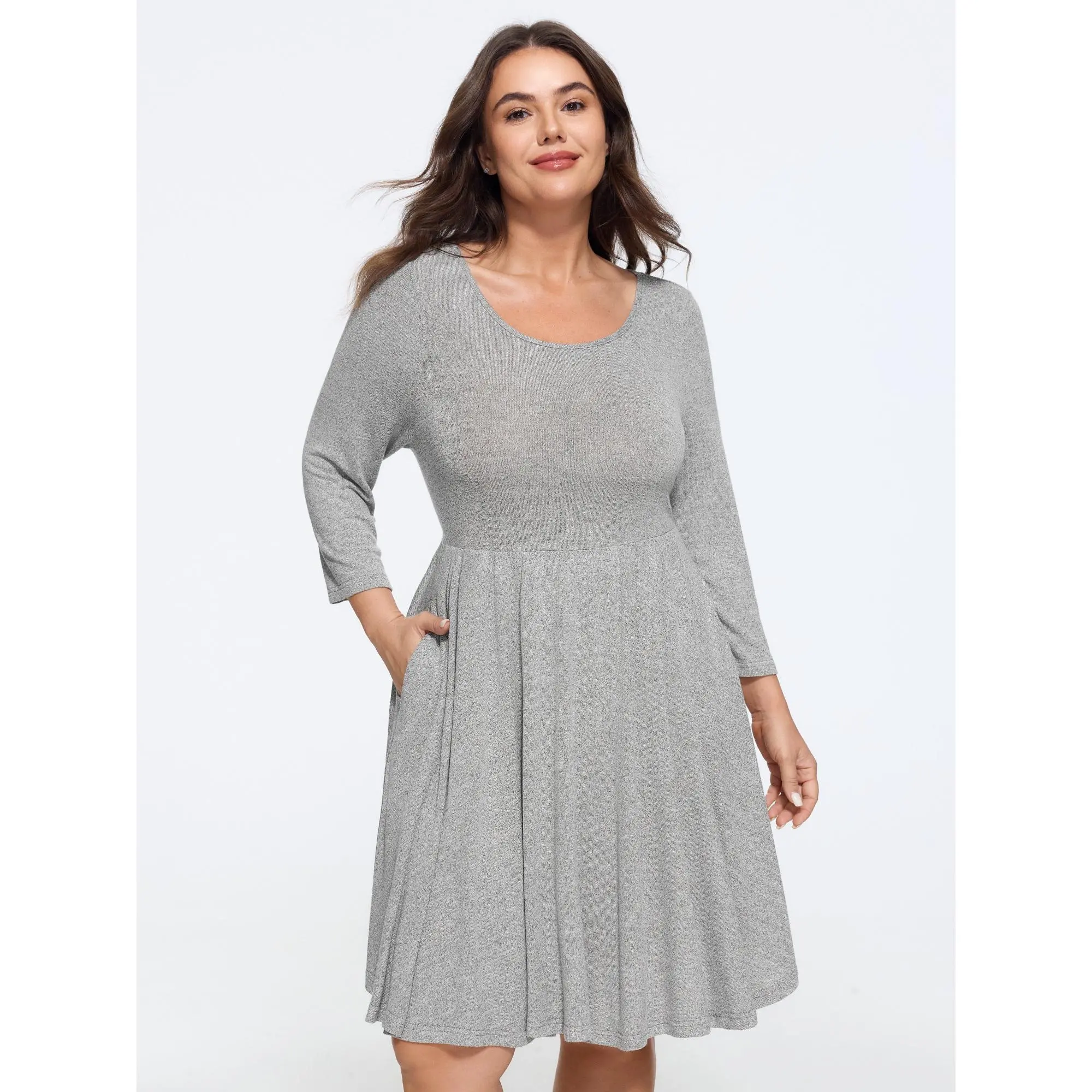 BloomChic Plus Size Supersoft Round Neck Pockets Mini Dress[M-6X] Back To School,Spotlight Day