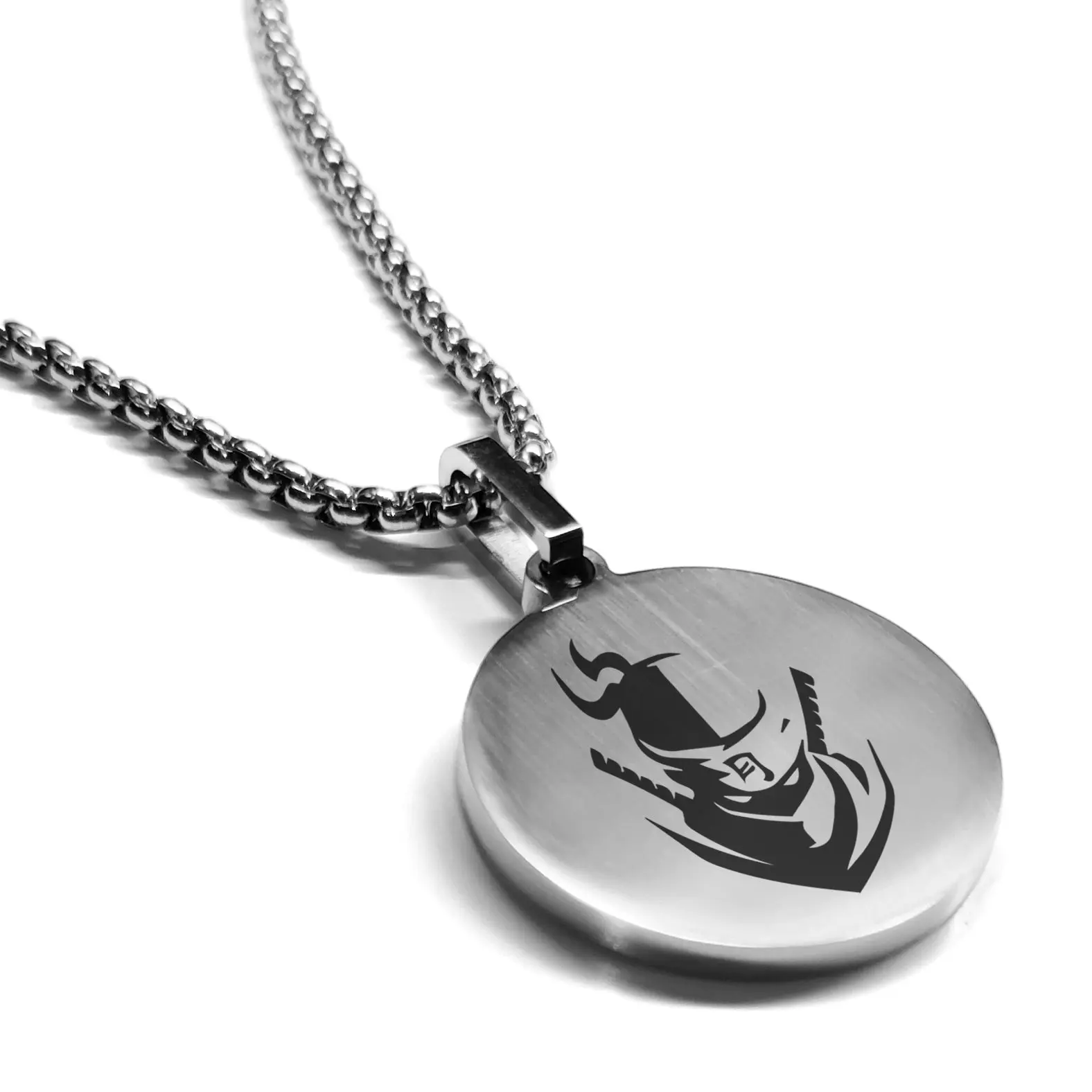 Stainless Steel Ninja Warrior Champion Round Medallion Pendant