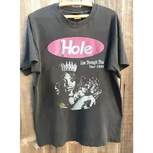 [Sale Up To 50%] Hole Rock Band Short Sleeve Charcoal Color Shirt Men Women S-5Xl