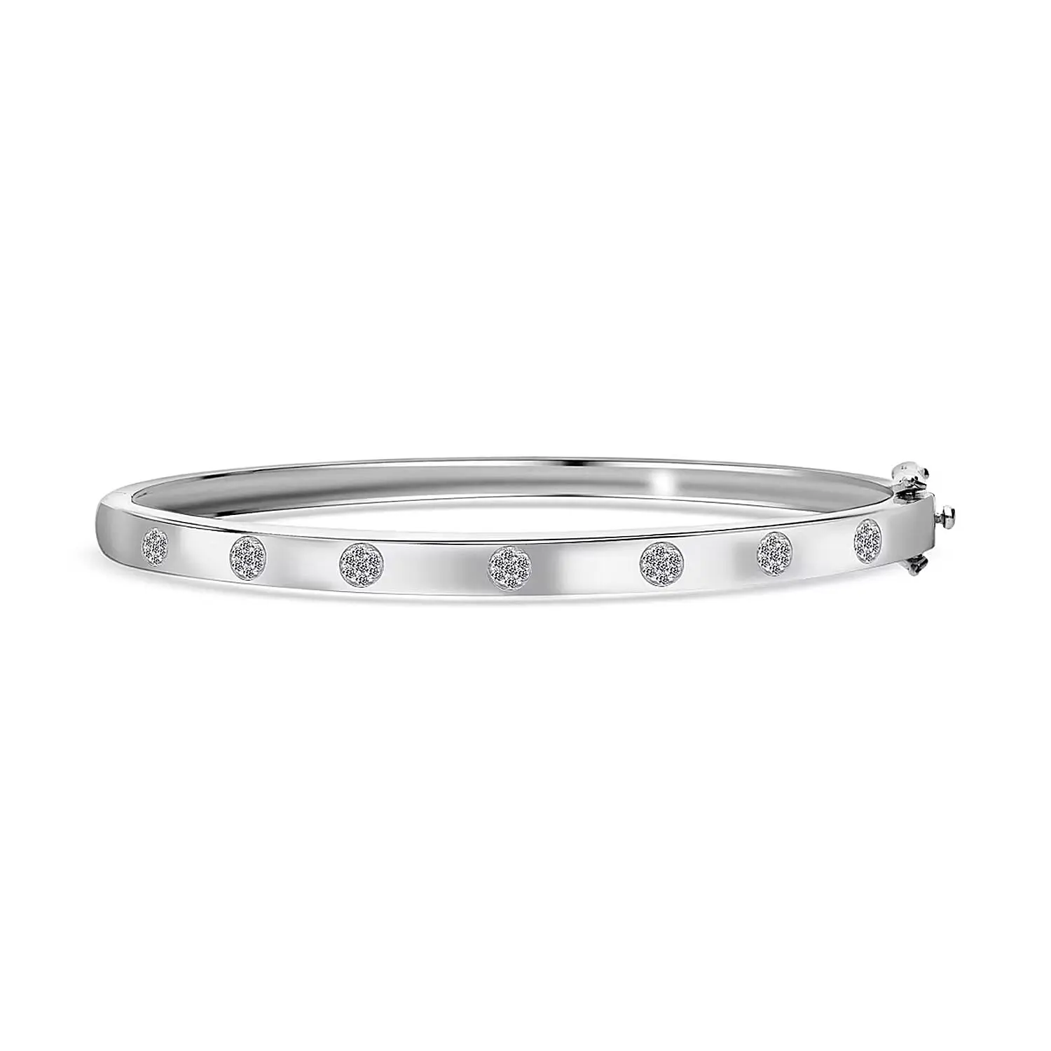 Luxuriant Lab Grown Diamond G-H SI 0.25 ctw Bangle Bracelet in Platinum Over Sterling Silver (6.50 In)