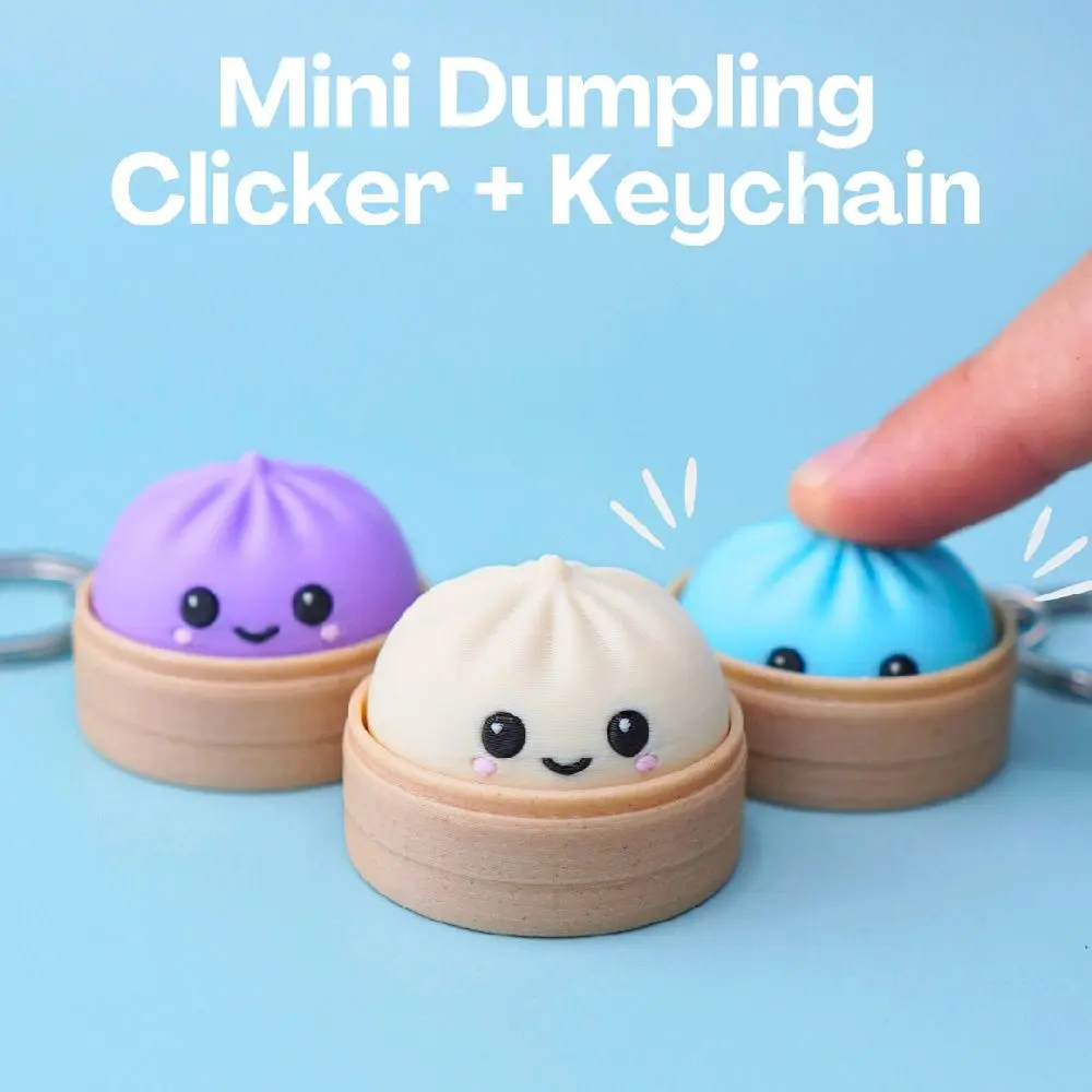 Handmade Craft 3D Printed Dumpling Clicker Keychain - Customized, Compact, Practical, Stylish Unique Everyday Fashion Accessory