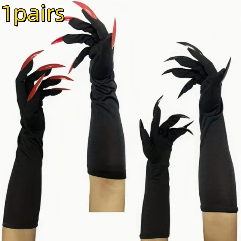 Claw Props for Photography & Performance, Halloween Scary Vampire Costume Accessories, Long Nail Gloves for Cosplay Cat Theme Parties