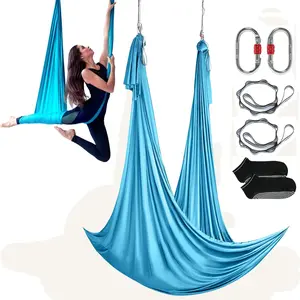 【FathersDayGift】VEVOR Aerial Yoga Hammock & Swing,  5.5 Yards, Aerial Yoga Starter Kit with 100gsm Nylon Fabric, Full Rigging Hardware & Easy Set-up Guide, Antigravity Flying for All Levels Fitness Bodybuilding, Blue