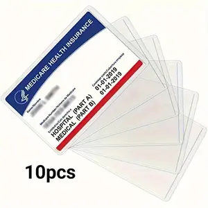 Card Holder, 10pcs Waterproof PVC Card Protector, Easy Insert Design Card Cover, Medicare Card Holder, Office Stationery & Supplies