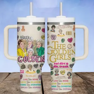 The Golden Girls 40oz Tumbler, Retro TV Show Tumbler For Fan, Blanche And Rose Stainless Steel Tumbler, Funny Sitcom Drinkware Tumbler