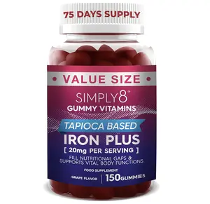 SIMPLY8 Iron Gummy Vitamins 20 MG + Multivitamins & Zinc, Natural Lactose GMO Dairy Free Wellness Supplement Healthcare Balance Fitness Edible Dietary