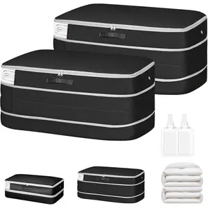 Comforter Storage Bag - Large Capacity Bedding Storage Bags Ultra Space Saving Self Compression Organizer, Washable Compression Bags for Storage Comforter Blanket Duvet Pillow, 2-Pack, Black