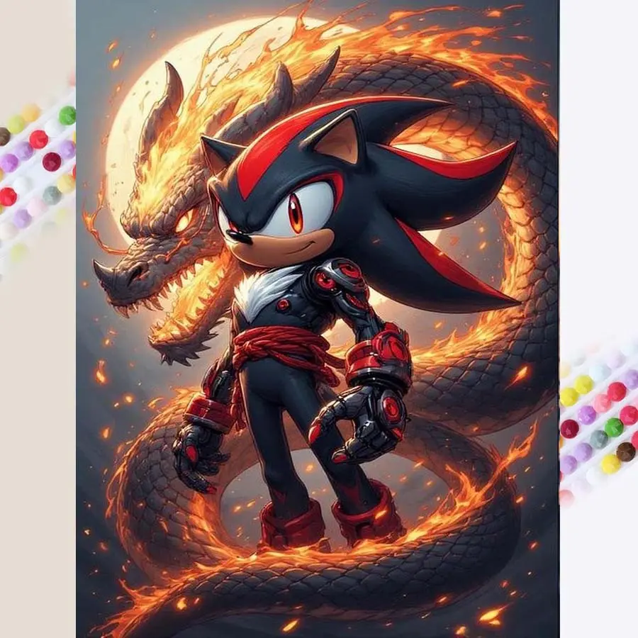 1 set of DIY diamond painting kit, 5D diamond art set, DIY decoration dragon, cartoon characters, Anime Design, flames. Mosaic, diamond art, DIY art home decoration, Diamond art tools, Craft