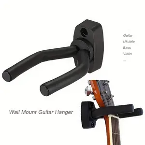 Stylish Black Guitar Wall Mount – Space-saving dual guitar stand rack, easy-to-install wall organizer, suitable for acoustic and electric guitars, minimalist design for home recording studios and music rooms, sturdy installation