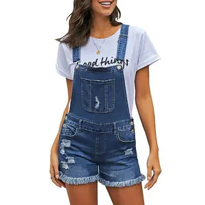 luvamia Jean Overalls Women's Ripped Short Overalls Adjustable Denim Bib Overall Shorts Romper Womenswear Strap Comfort Girls Overalls