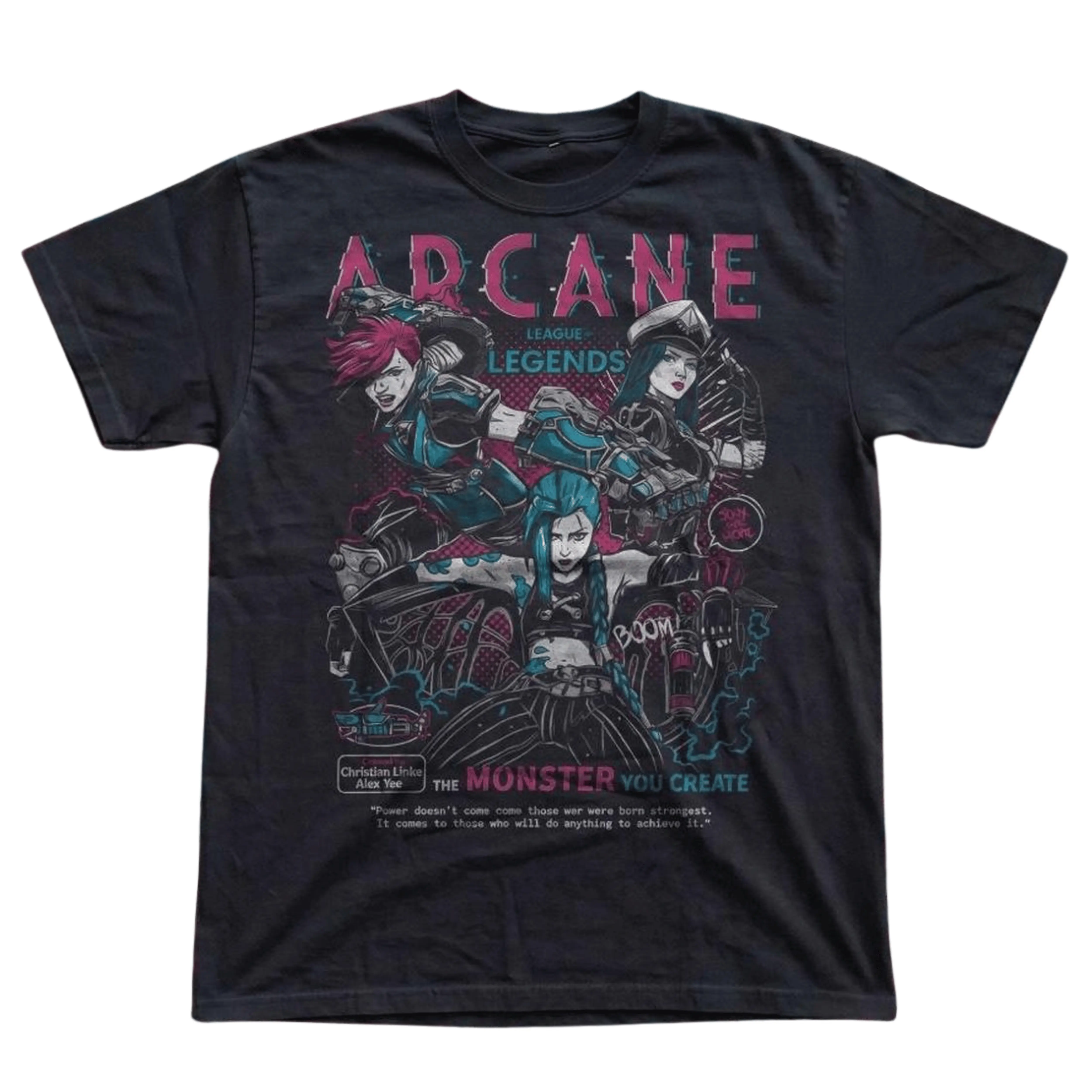 Gildan Men's and Women's T-Shirt, Vintage Arcane Movie LOL Graphic Tee, Jinx Vi Caitlyn Shirt, League of Legends Merch, The Monster You Create Top, Cyberpunk Neon Anime Clothing, Retro Gaming Poster Apparel, Grunge Gamer Streetwear, LoL Fan Gift Design