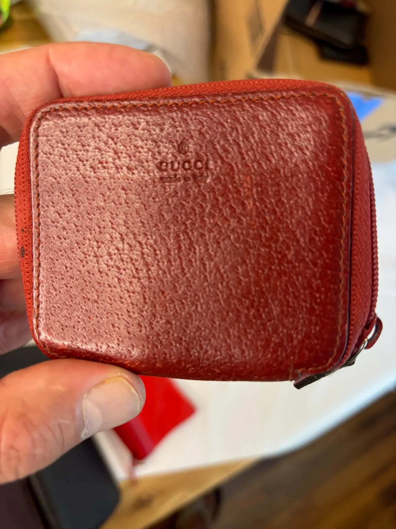 Pre-owned Leather Small Leather Goods Gucci Red Zip Around Coin Case