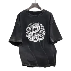 Washed T-shirt Featuring Timeless Chinese Dragon Artwork – Mythical Eastern Serpent Design Tee