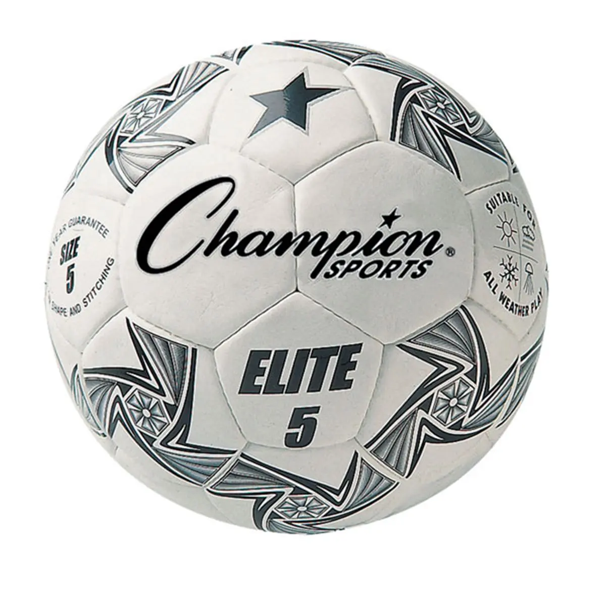 CHAMPION Elite Size 5 Soccer Ball - Official NFHS Approved Game/Training Balls with 32-Panel Deluxe Cover, Synthetic Leather Exterior, Foam Backing, 2-Ply Butyl Bladder, White & Black
