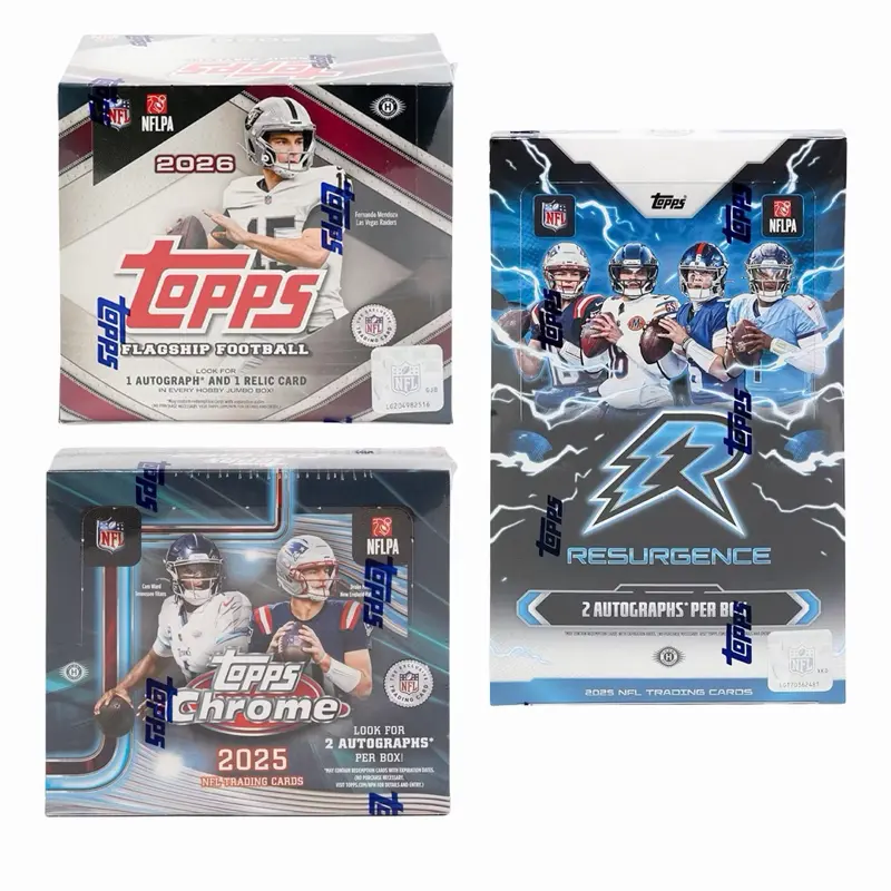 Football Team Break #2153 3-Box Hobby Mixer (1x 2026 Topps Football Flagship Hobby Jumbo, 1x 2025 Chrome Football Hobby Jumbo, 1x 2025 Resurgence Football Hobby) (5 Autographs)