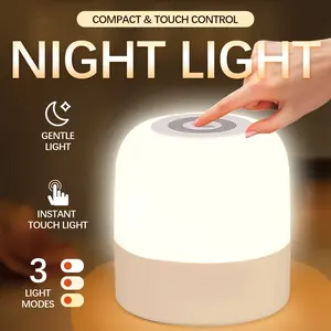 Portable LED Touch Table Lamp, USB-C Rechargeable, Adjustable Brightness 30%-100%, 3 Color Modes, Silent Touch, No Flicker, Ideal for Bedroom