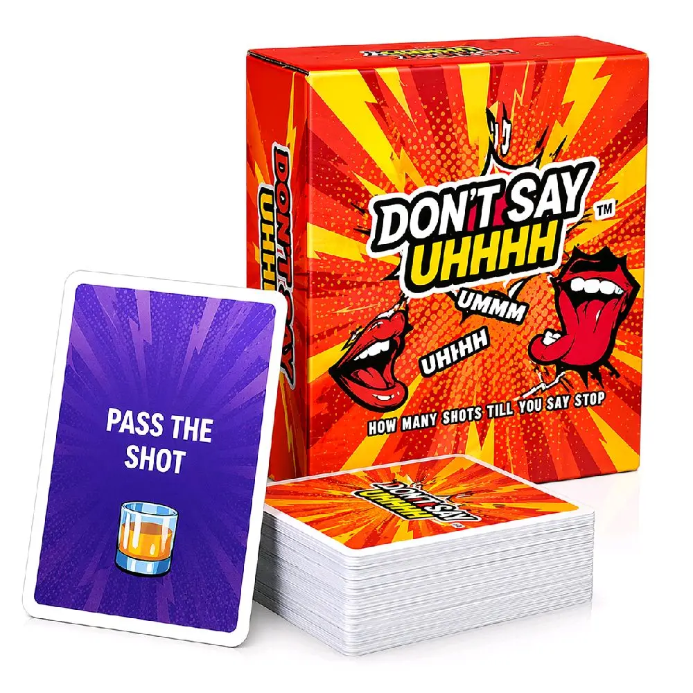 Don’t Say Uhhh Card Game – Funny Adult Party Game | Funny Drinking Game Challenge | 130+ Cards + Timer